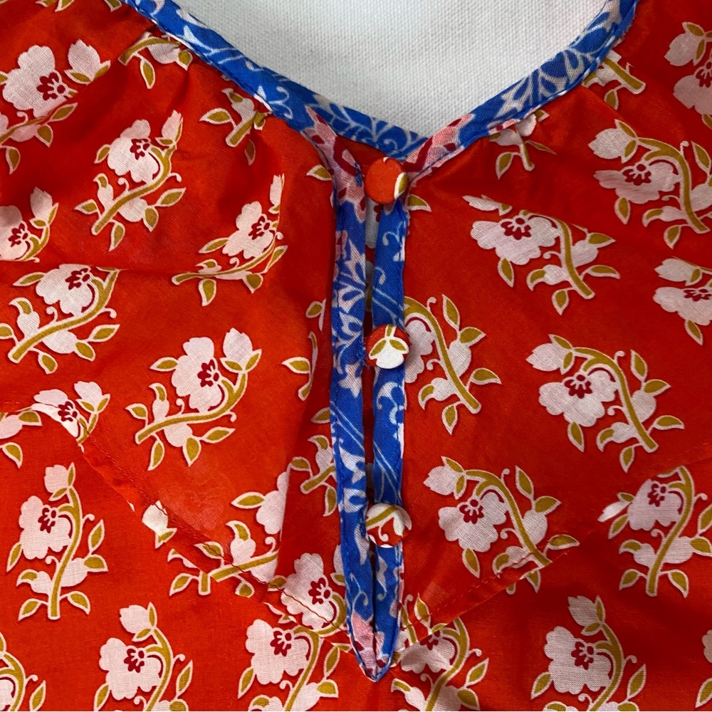 J.Crew Block Print Ruffle Flutter V-Neck Blouse Boho S - Picture 2 of 8